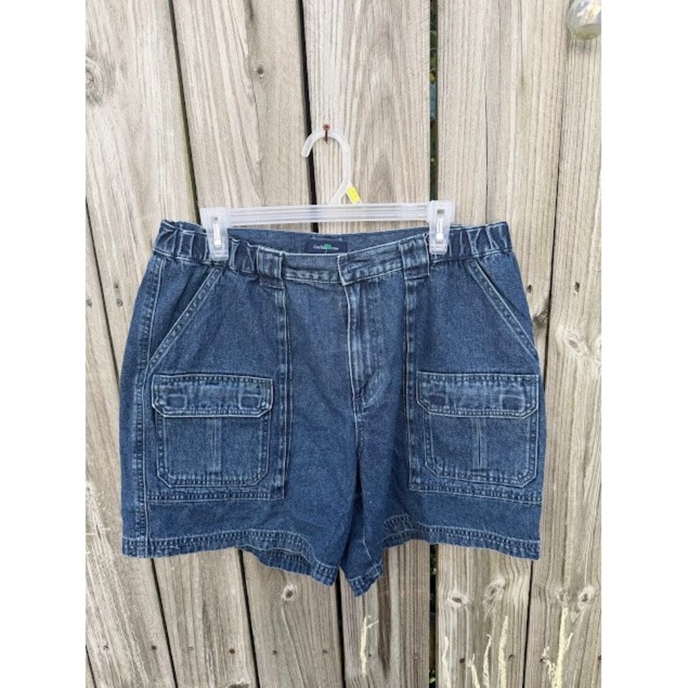 Gorpcore Utility Croft & Barrow Cargo Shorts 35 Blue Denim High Waisted Pocket